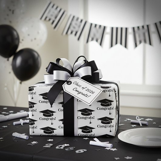 Papier Cadeau Félicitations ! Chapeau diplôme