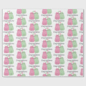 Papier Cadeau Félicitations Chats Mariages roses et verts (Plat)