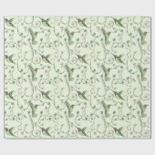 Papier Cadeau Félicitations Colibri Trèfle Vert (Plat)