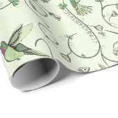 Papier Cadeau Félicitations Colibri Trèfle Vert (Coin rond)