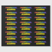 Papier Cadeau "Félicitations" coloré + nom personnalisé (Plat)