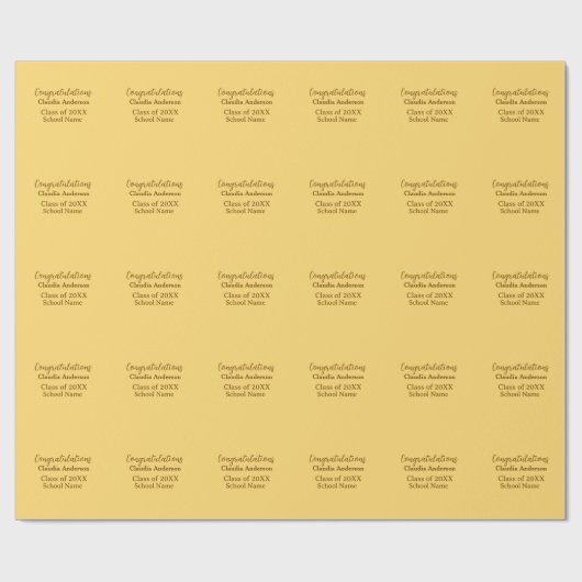 Papier Cadeau Félicitations diplômé ajouter nom de l'école simpl (Plat)