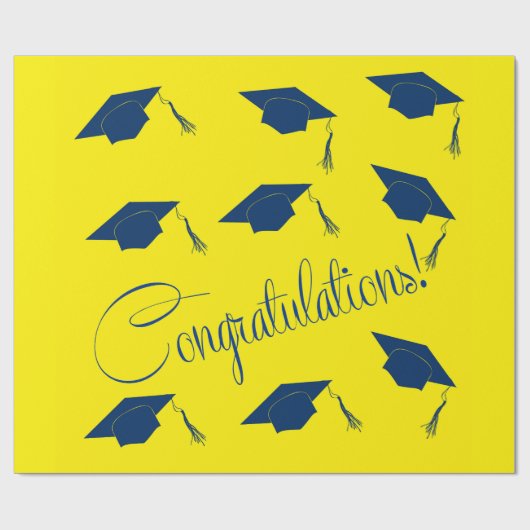 Papier Cadeau Félicitations diplôme casquette Enveloppement Papi (Plat)