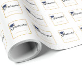 Papier Cadeau Félicitations Diplômé, Casquette, Tassel, Bleu, Or (Coin rond)