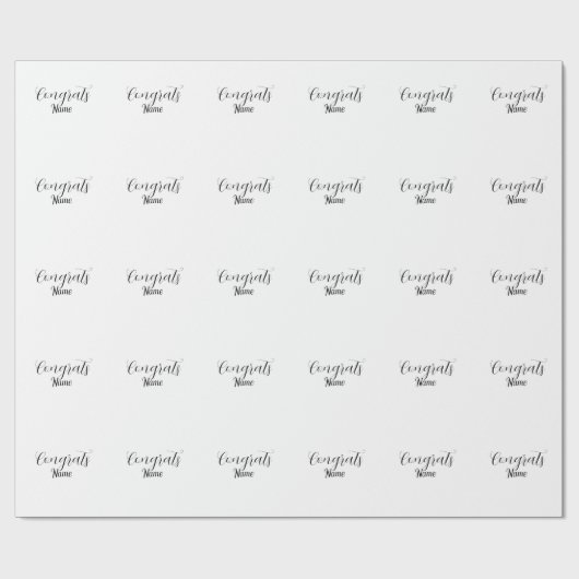 Papier Cadeau Félicitations diplômé nom simple minimal année pro (Plat)