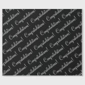 Papier Cadeau Félicitations Écriture Blanche Mariage Diplômé (Plat)