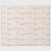 Papier Cadeau Félicitations écriture moderne rose et or (Plat)