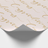 Papier Cadeau Félicitations écriture moderne rose et or (Coin)