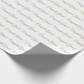 Papier Cadeau Félicitations écriture or blanc gris motif élégant (Coin)