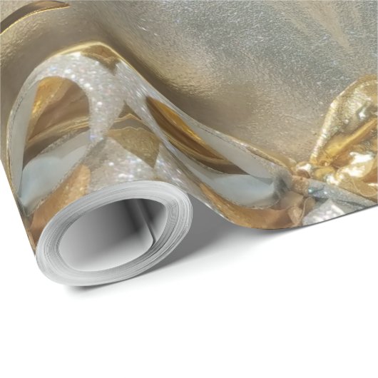 Papier Cadeau Félicitations Faux Gold Foil Script Élégant Chic (Coin rond)