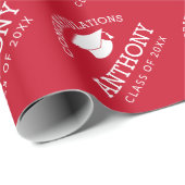 Papier Cadeau Félicitations Graduate Graduate Cap rouge blanc (Coin rond)