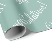 Papier Cadeau Félicitations Green Script Wedding Shower (Coin rond)
