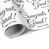 Papier Cadeau Félicitations gris blanc noir cours de script pers (Coin rond)