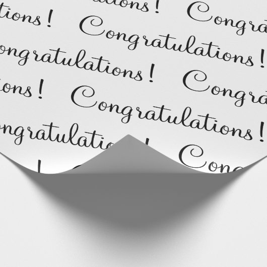 Papier Cadeau Félicitations Mariage de script noir Baby Grad (Coin)
