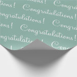 Papier Cadeau Felicitations Mariage Fete Cadeau Vert Script<br><div class="desc">Joli papier d'emballage vert sauge pour mariage,  fête de mariage,  promotion,  nouveau bébé,  etc. écriture blanche. Simple et doux.</div>