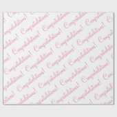 Papier Cadeau Félicitations Mariage Naissance Fille Rose Script (Plat)