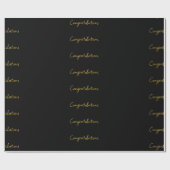 Papier Cadeau Félicitations Noir & Or (Plat)