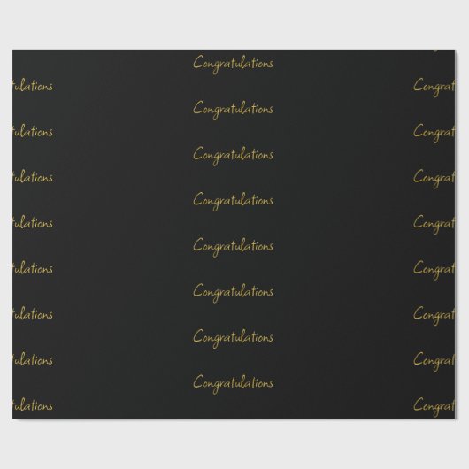 Papier Cadeau Félicitations Noir & Or (Plat)