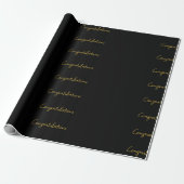 Papier Cadeau Félicitations Noir & Or (Déroulé)