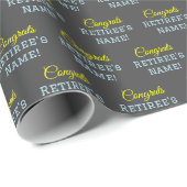 Papier Cadeau Félicitations Personnalisées Retraité ! Jaune, Ble (Coin rond)