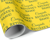 Papier Cadeau Félicitations Personnalisées Retraite ! Vert foncé (Coin rond)