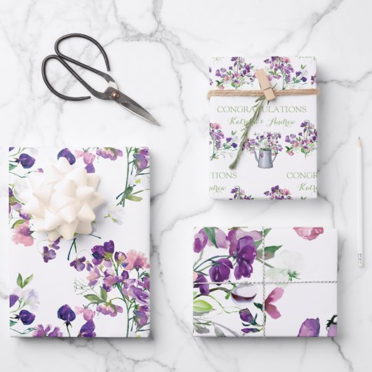 Papier cadeau félicitations petit pois (Recto)