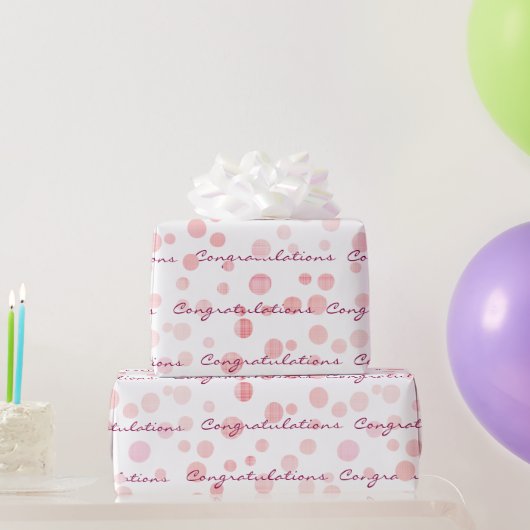 Papier Cadeau Félicitations Pots Pink Plaid Sur Blanc (Cadeaux de fête)