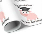 Papier Cadeau Félicitations pour votre diplôme ! Cochon (Coin rond)