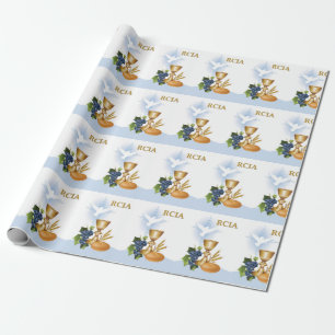 Papier Cadeau Félicitations RCIA Symboles des sacrements catholi