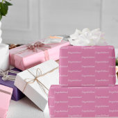 Papier Cadeau Félicitations rose blanc