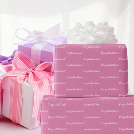 Papier Cadeau Félicitations rose blanc