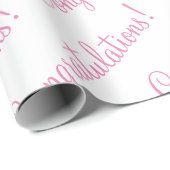 Papier Cadeau Félicitations Rose Script Mariage Baby Shower (Coin rond)