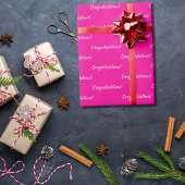 Papier Cadeau Félicitations rose vif blanc