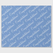 Papier Cadeau Félicitations Script Blanc Diplôme Bleu (Plat)