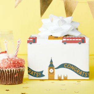 Papier Cadeau Félicitations sur le thème de Londres avec Big Ben