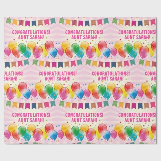 Papier Cadeau Félicitations Texte ou Nom Diplômé Retraite (Plat)