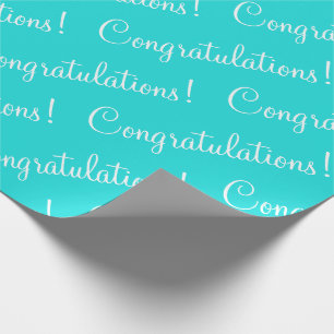 Papier Cadeau Félicitations Turquoise Script Graduation