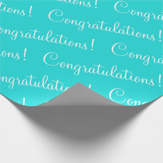 Papier Cadeau Félicitations Turquoise Script Remise de diplômes (Coin)