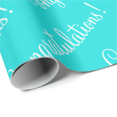 Papier Cadeau Félicitations Turquoise Script Remise de diplômes (Coin rond)