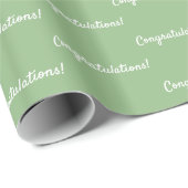 Papier Cadeau Félicitations vert sauge blanc (Coin rond)