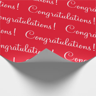 Papier Cadeau Félicitations White Script Red Graduation 