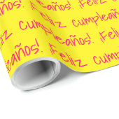Papier Cadeau Feliz Cumpleaños espagnol Bonne fête d'anniversair (Coin rond)