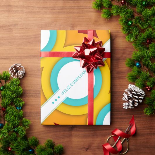 Papier Cadeau feliz cumpleanos rétro (Cadeau de vacances)