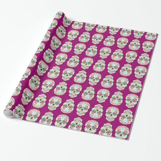 Papier Cadeau Feliz Muertos - Happy Sugar Skulls Wrapper Paper (Déroulé)