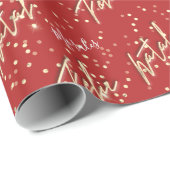 Papier Cadeau Feliz Natal Golden Script Nom personnalisé Cadeau (Coin rond)
