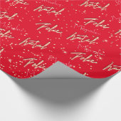 Papier Cadeau Feliz Natal Golden Script Personnalisé Nom Rouge c (Coin)