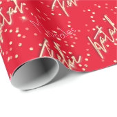 Papier Cadeau Feliz Natal Golden Script Personnalisé Nom Rouge c (Coin rond)