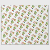 Papier Cadeau Feliz Navidad Cactus décoré (Plat)