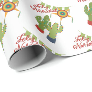 Papier Cadeau Feliz Navidad Cactus décoré