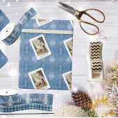 Papier Cadeau Feliz Navidad Elegante Azul Tarjeta de Iman